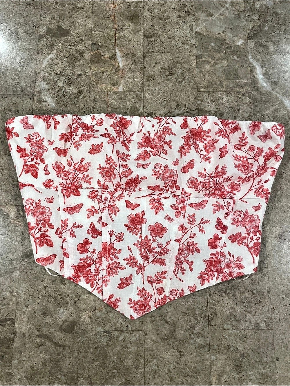 Fairycore coquette Princess Polly corset Floral in White & coral Size XS /2